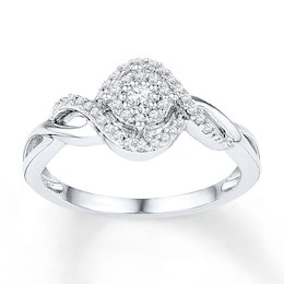 Diamond Ring 1/5 ct tw Round-cut 10K White Gold