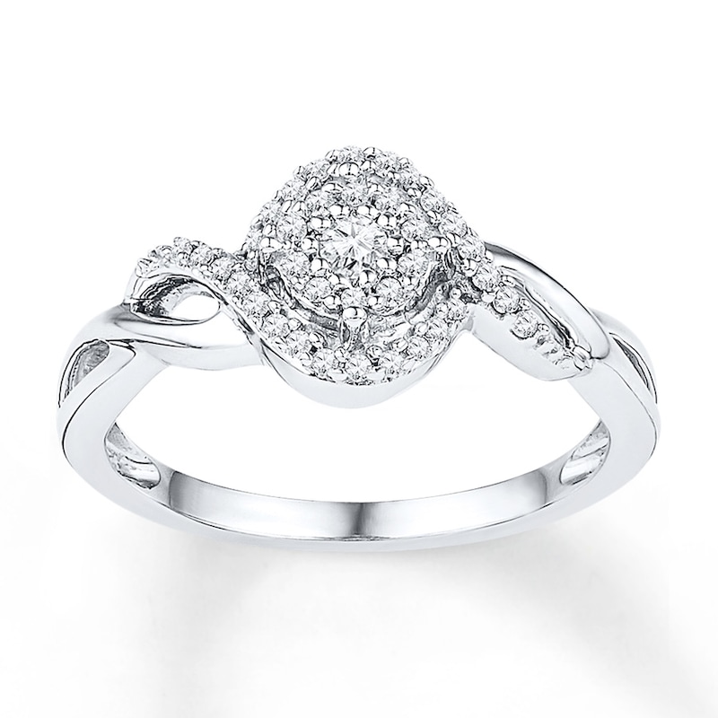 Main Image 1 of Diamond Ring 1/5 ct tw Round-cut 10K White Gold