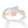 Diamond Heart Ring 1/6 ct tw Round-cut 10K Tri-Color Gold