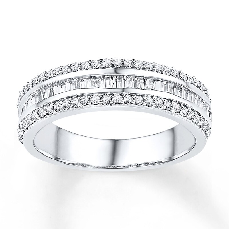 Diamond Anniversary Ring 1 ct tw Baguette-cut 10K White Gold