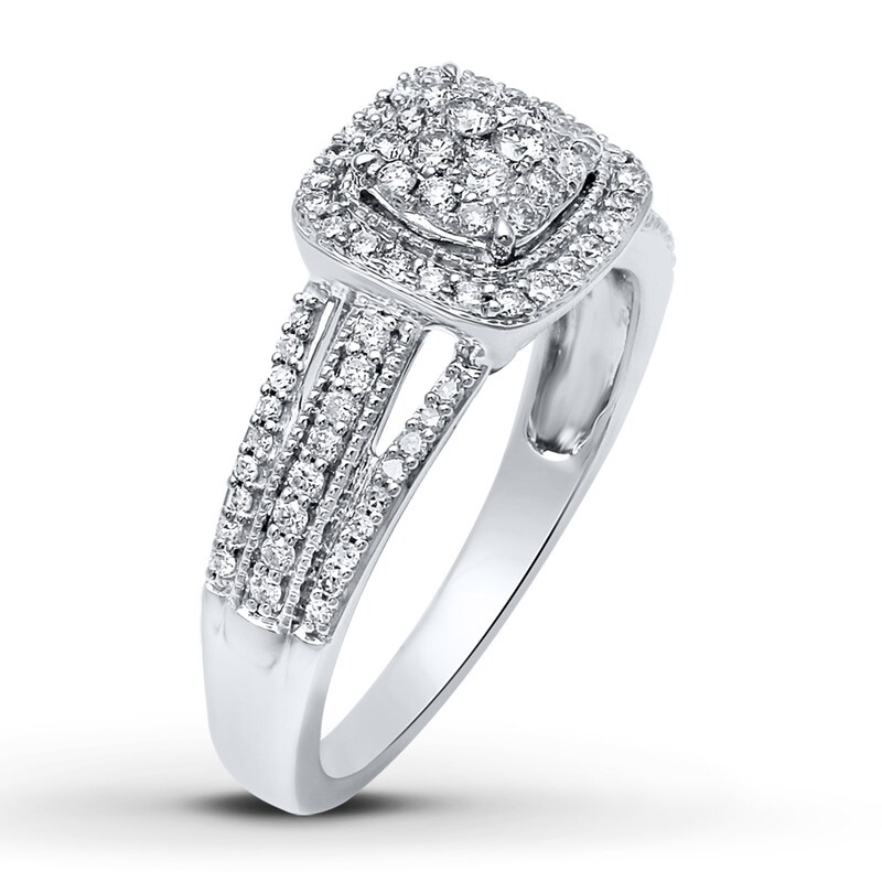 Main Image 2 of Diamond Ring 1/2 ct tw Round-cut 10K White Gold