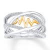 Thumbnail Image 1 of Heartbeat Ring 1/6 ct tw Diamonds Sterling Silver & 10K Yellow Gold
