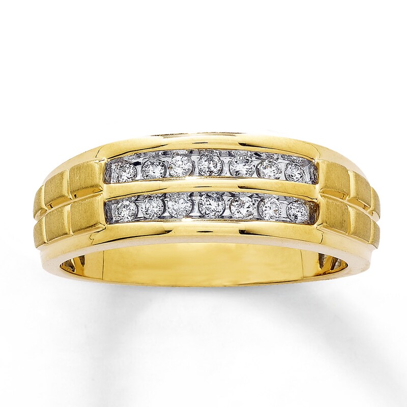 Main Image 1 of Men's Wedding Band 1/4 ct tw Diamonds Round-cut 10K Yellow Gold