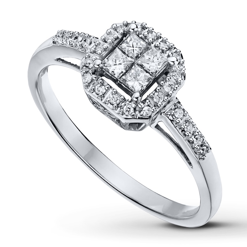 Main Image 1 of Diamond Ring 1/4 ct tw Princess-cut 10K White Gold