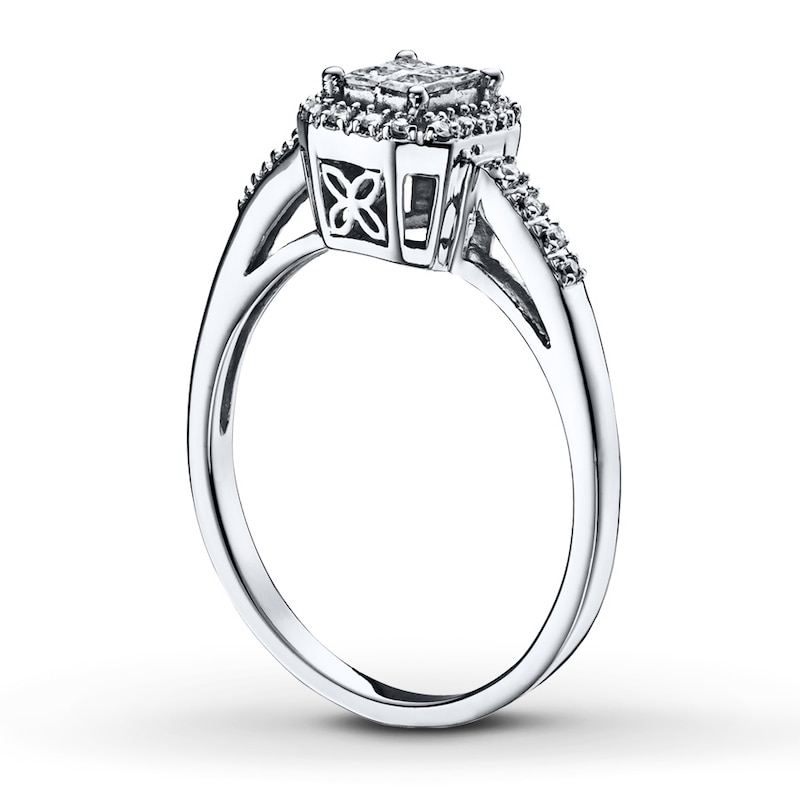 Diamond Ring 1/4 ct tw Princess-cut 10K White Gold