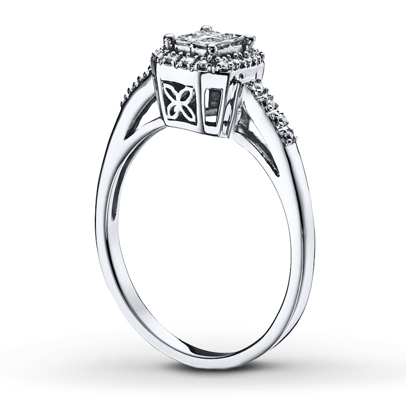 Main Image 2 of Diamond Ring 1/4 ct tw Princess-cut 10K White Gold