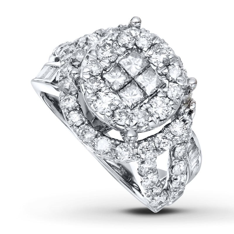 Main Image 1 of Diamond Ring 2-1/2 ct tw Princess, Baguette & Round-cut 14K White Gold