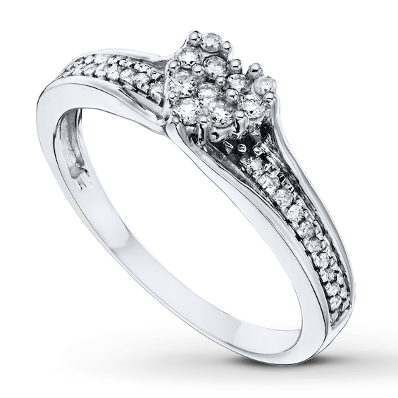 Heart Promise Ring 1/5 ct tw Diamonds Sterling Silver