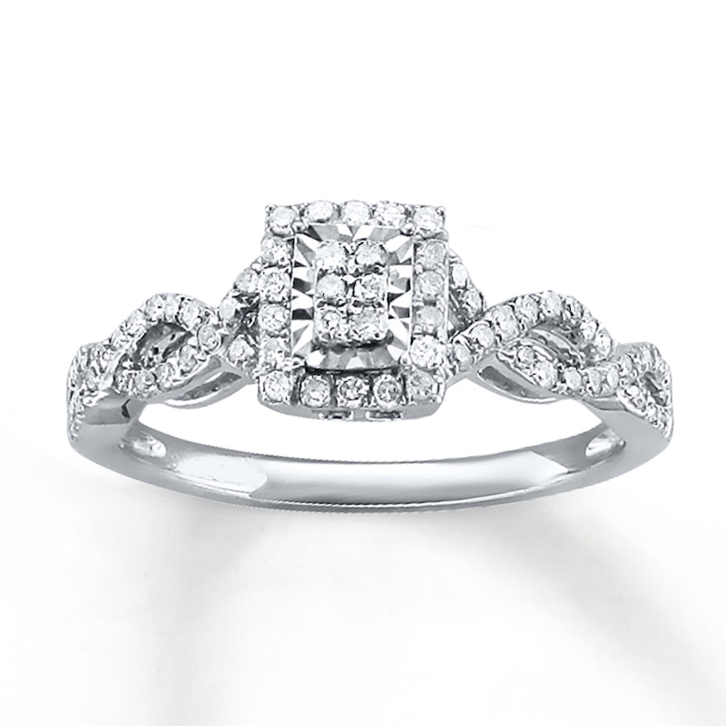 Main Image 1 of Diamond Ring 1/3 ct tw Round-cut 10K White Gold