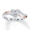 Thumbnail Image 0 of Diamond Heart Ring 1/10 carat tw Sterling Silver & 10K Rose Gold