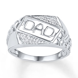 &quot;Dad&quot; Ring Diamond Accents 10K White Gold
