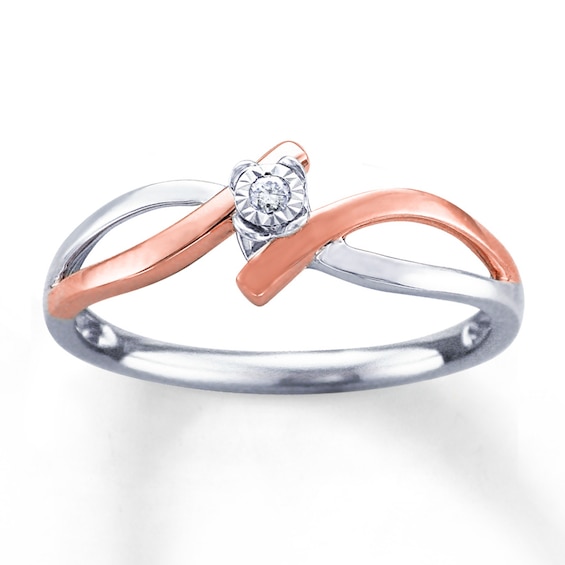 Fashion Ring Diamond Accent Sterling Silver & 10K Rose Gold