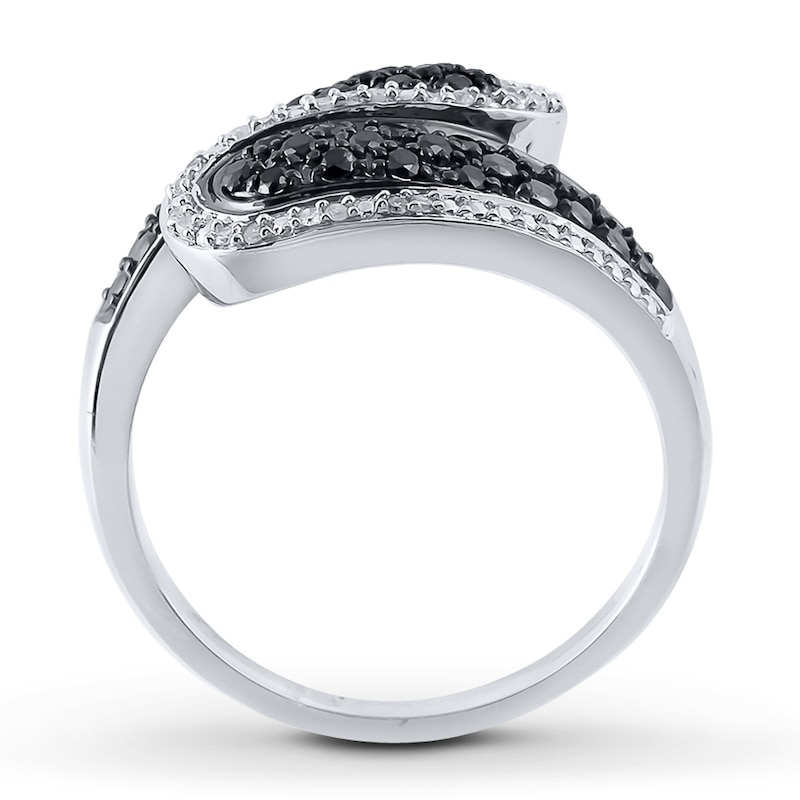 Diamond Ring 1/2 ct tw Black/White Sterling Silver