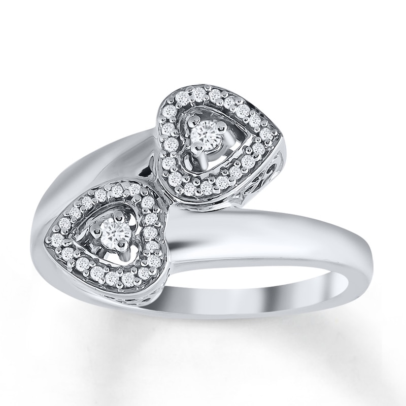 Diamond Heart Ring 1/6 ct tw Round-cut Sterling Silver