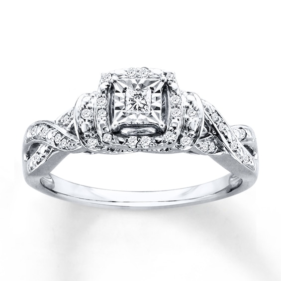 Diamond Ring 1/6 ct tw Princess-cut Sterling Silver