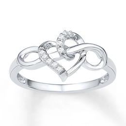 Infinity Heart Ring 1/20 ct tw Diamonds Sterling Silver