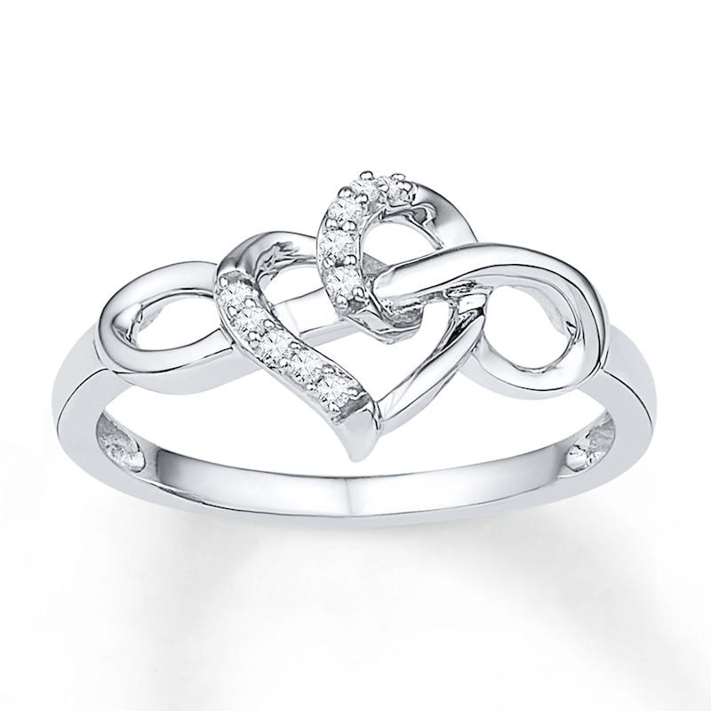 Infinity Heart Ring 1/20 ct tw Diamonds Sterling Silver
