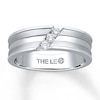 Thumbnail Image 1 of Men's THE LEO Diamond Wedding Band 1/6 ct tw Round-cut 14K White Gold