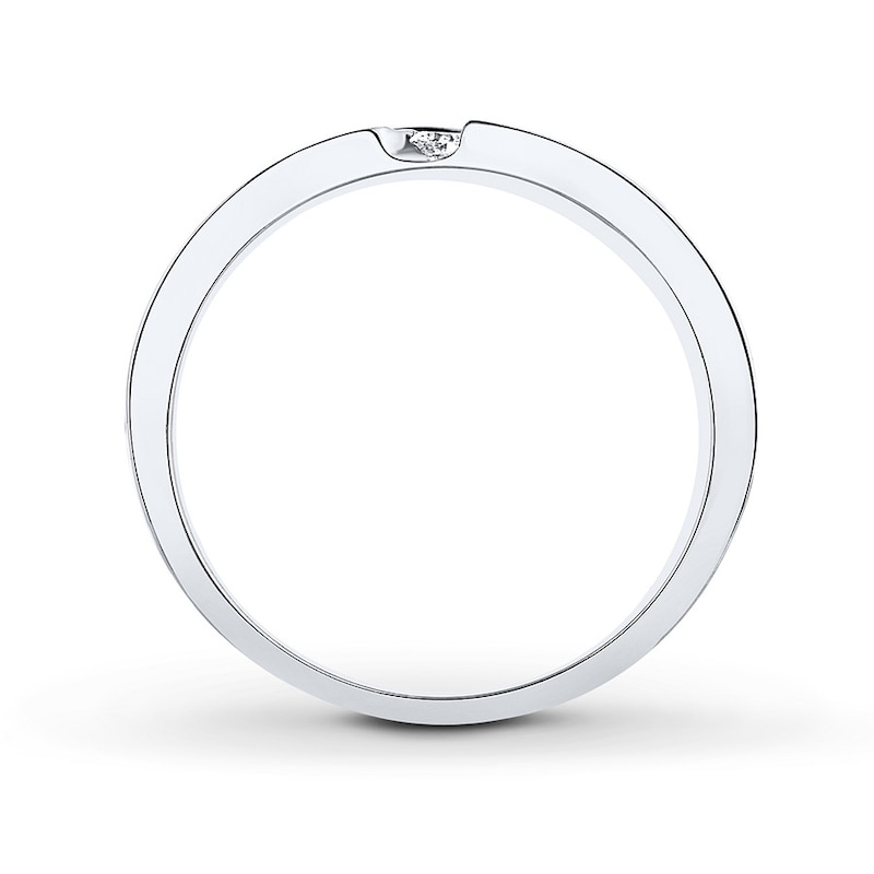 Main Image 2 of Men's THE LEO Diamond Wedding Band 1/6 ct tw Round-cut 14K White Gold