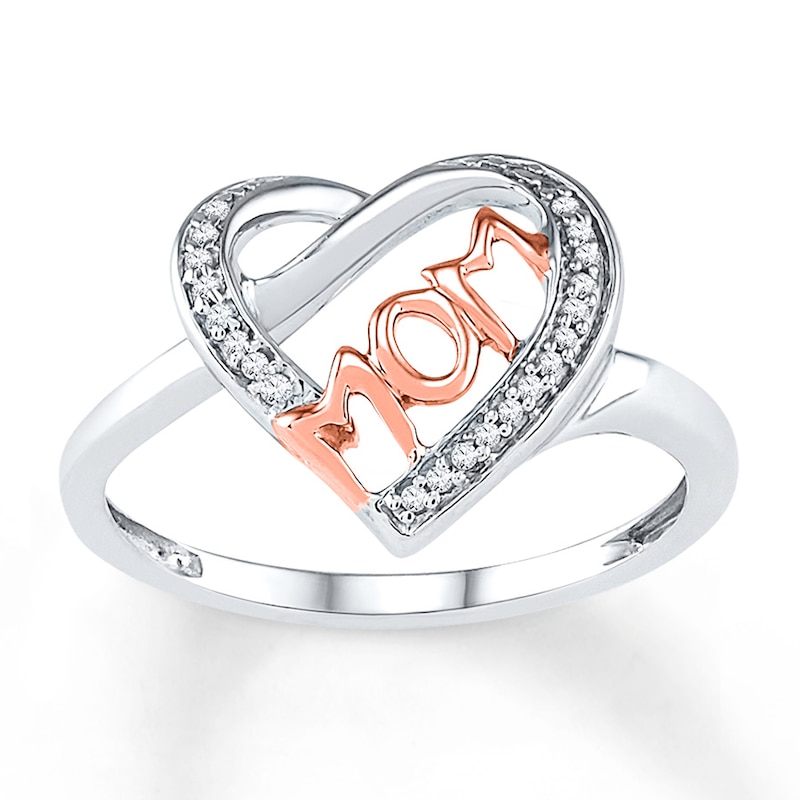 Mom Heart Ring 1/15 ct tw Diamonds 10K Two-Tone Gold