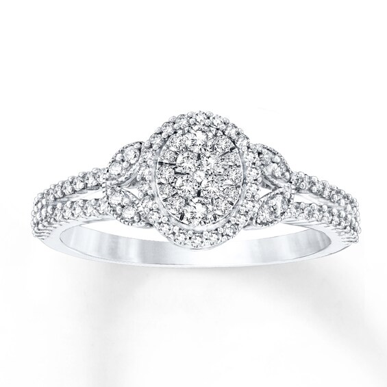 Diamond Ring 1/2 ct tw Round-cut 10K White Gold