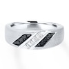 Thumbnail Image 1 of Men's Band 1/5 ct tw Black/White Diamonds 10K White Gold