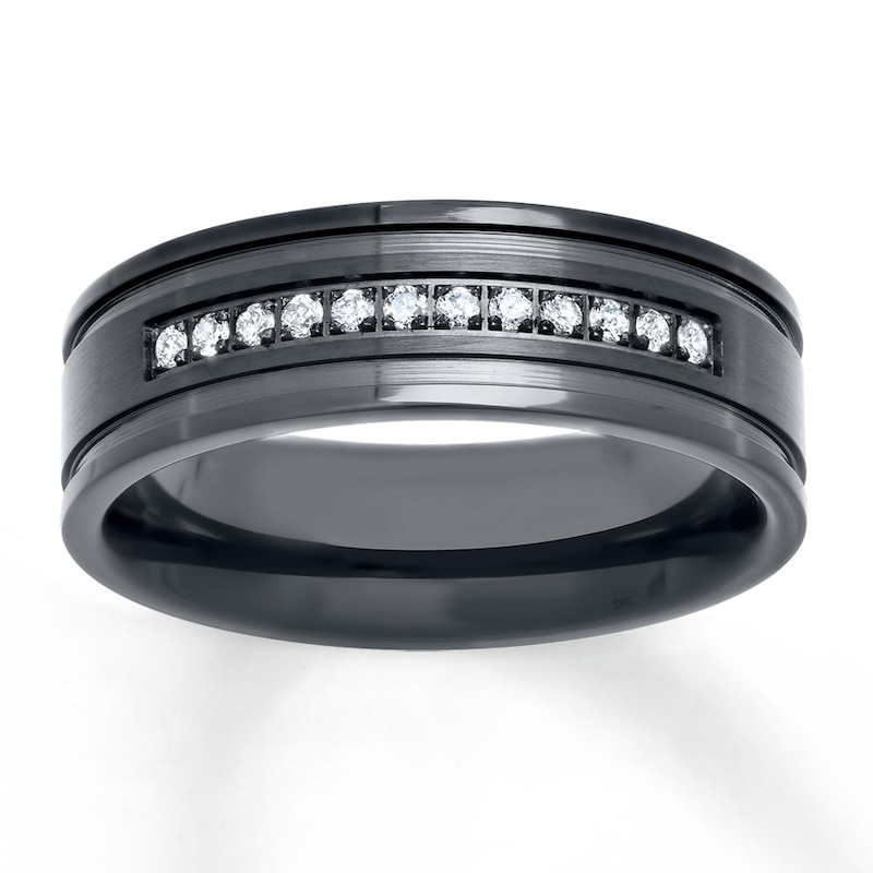Black Tungsten Carbide Adventure Ring 8mm Wedding Band Anniversary Ring for Men and Women Size 8.5 