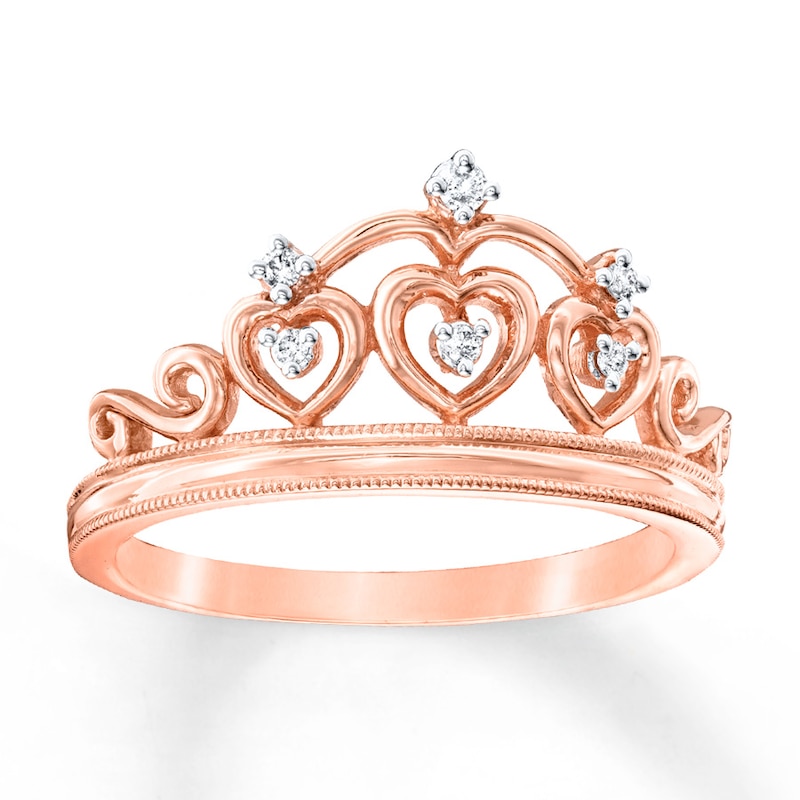 Crown Ring 1/20 ct tw Diamonds 10K Rose Gold