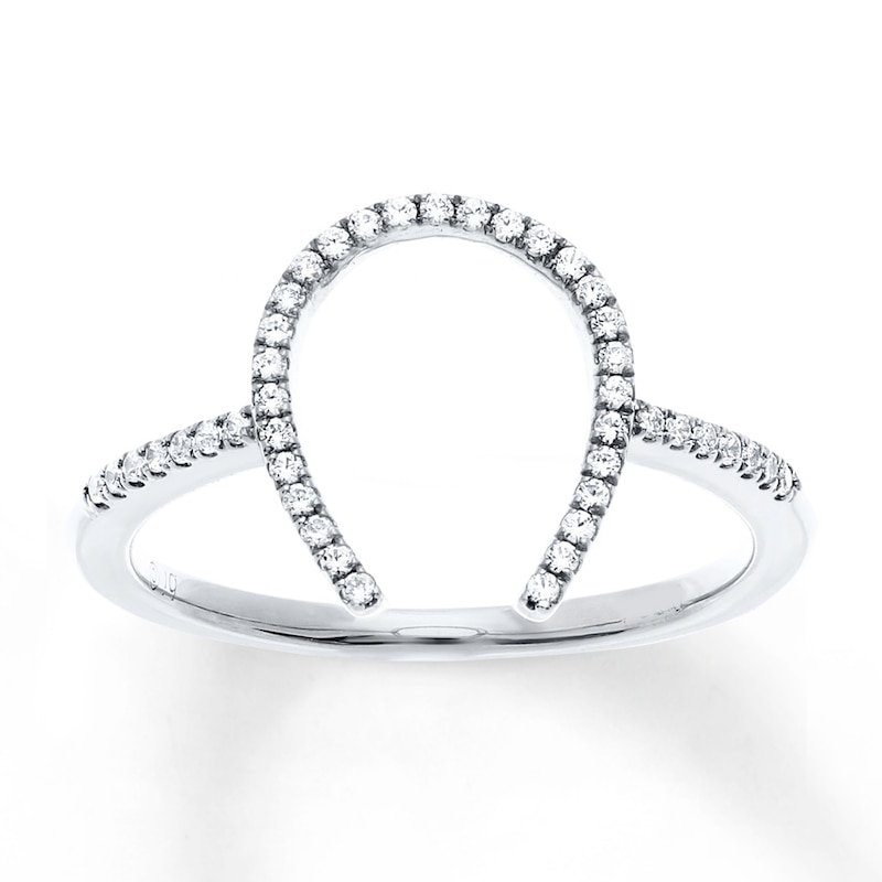 Horseshoe Ring 1/6 ct tw Diamonds Sterling Silver