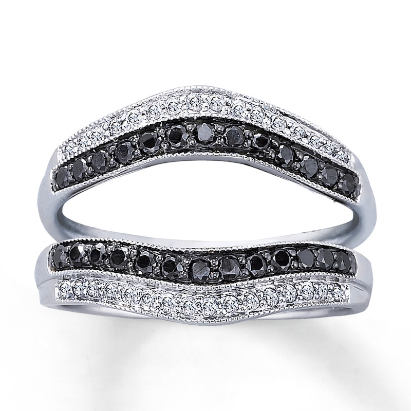 Diamond Enhancer Ring 1/2 ct tw Black/White 14K White Gold