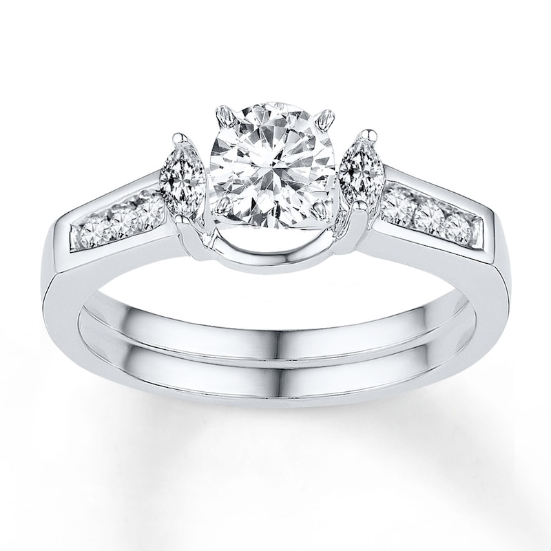 Diamond Enhancer Ring 1/4 ct tw Marquise-cut 10K White Gold