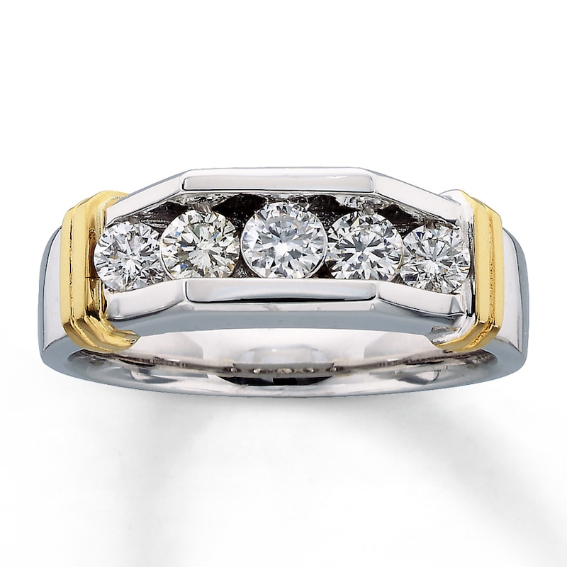Main Image 1 of Men's Diamond Band 1 ct tw Round-cut 14K Two-Tone Gold