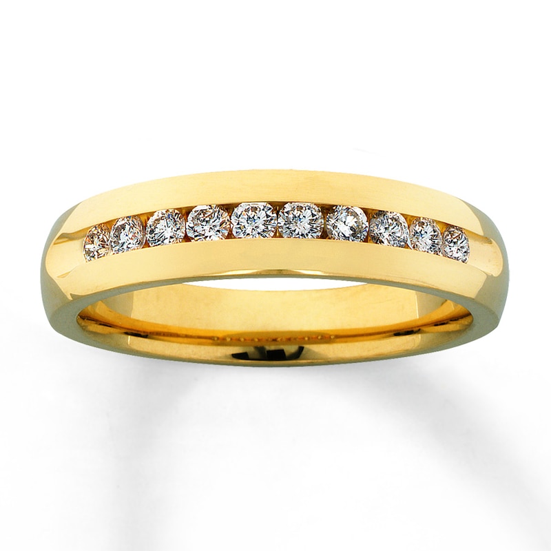 Main Image 1 of Men's Diamond Band 1/2 ct tw Round-cut 14K Yellow Gold