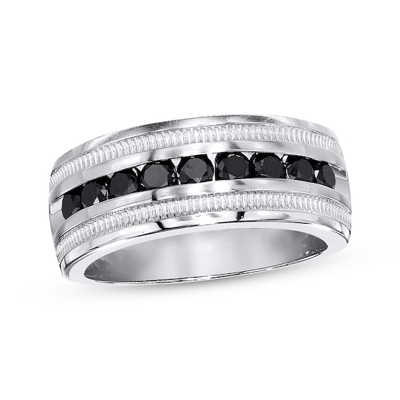 Adore Men's Black Diamond Band 1 ct tw Round-cut Sterling Silver