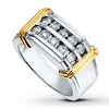 Men's Diamond Band 1 ct tw Round-cut Sterling Silver/10K Gold