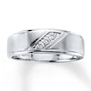 Thumbnail Image 1 of Men's Diamond Wedding Band 1/10 ct tw 10K White Gold