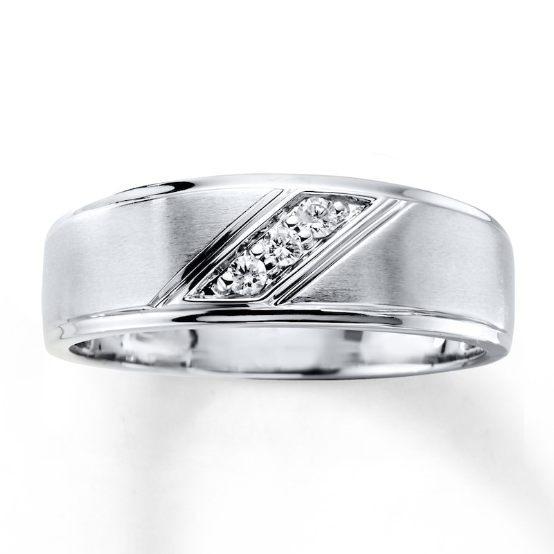 Main Image 1 of Men's Diamond Wedding Band 1/10 ct tw 10K White Gold
