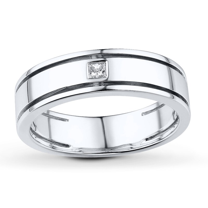Main Image 1 of Adore Men's Band 1/15 ct tw Diamond 10K White Gold