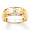 Men's Wedding Band 1/6 ct tw Diamonds 10K Yellow Gold