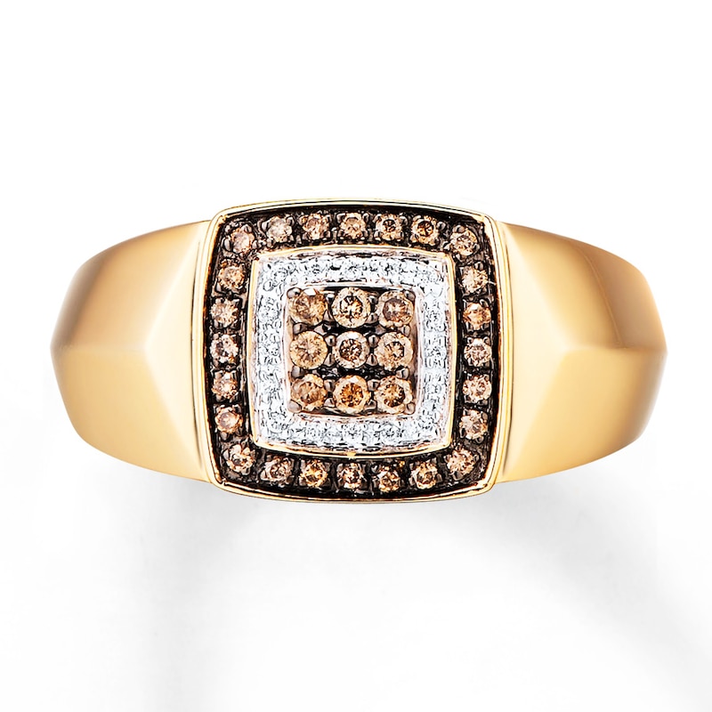 Brown Diamond Men's Ring 1/3 carat tw 10K Yellow Gold