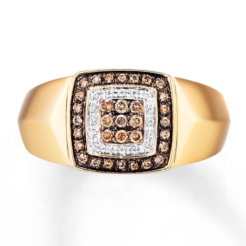 Men's Brown Diamond Ring 1/3 ct tw 10K Yellow Gold