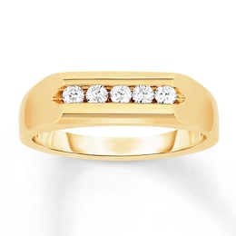 Men's 6.25mm Wedding Ring 1/4 ct tw Diamonds 14K Yellow Gold