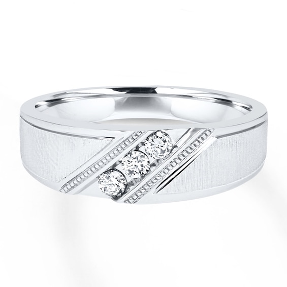 Men's Diamond Wedding Band 1/5 ct tw 10K White Gold