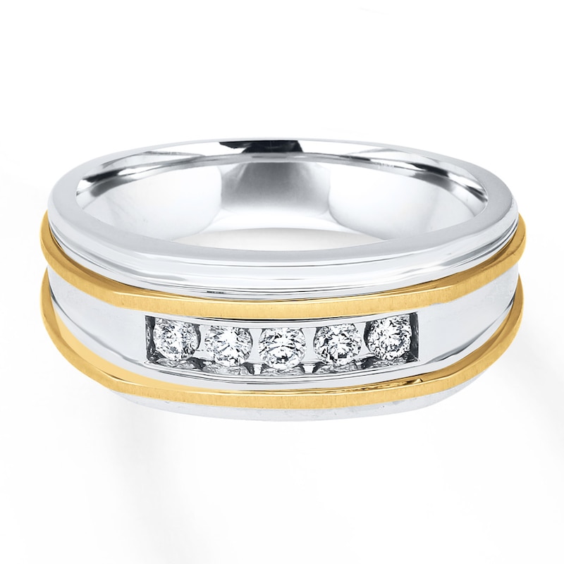 Men's Diamond Wedding Band 1/4 ct tw Round-cut 10K Two-Tone Gold