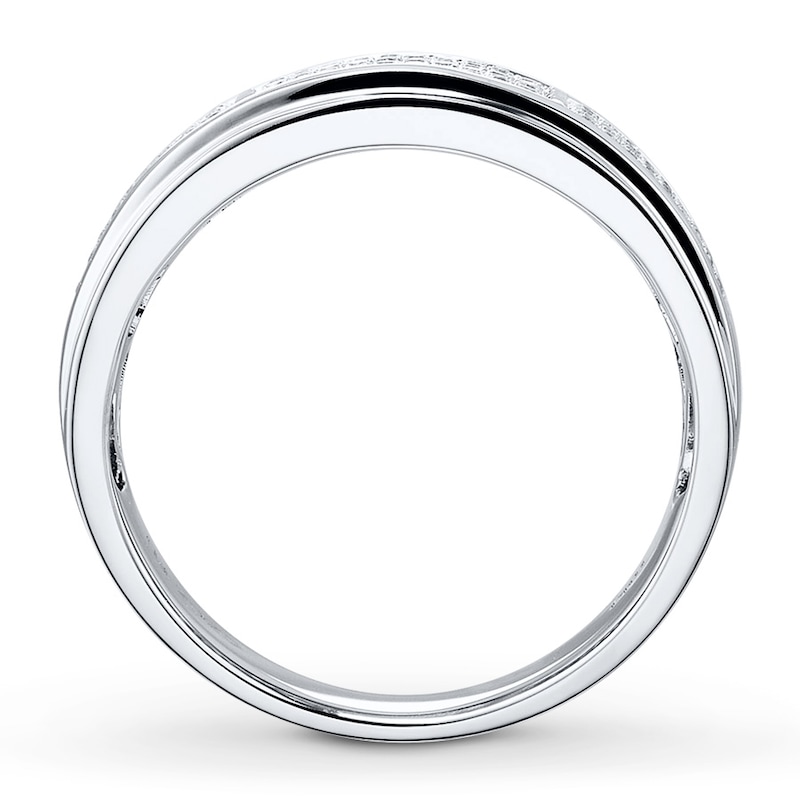 Main Image 2 of Men's Diamond Band 1/3 ct tw Round-cut 10K White Gold