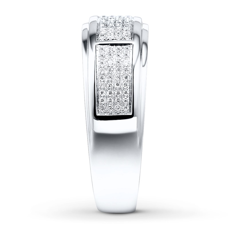 Main Image 3 of Men's Diamond Band 1/3 ct tw Round-cut 10K White Gold