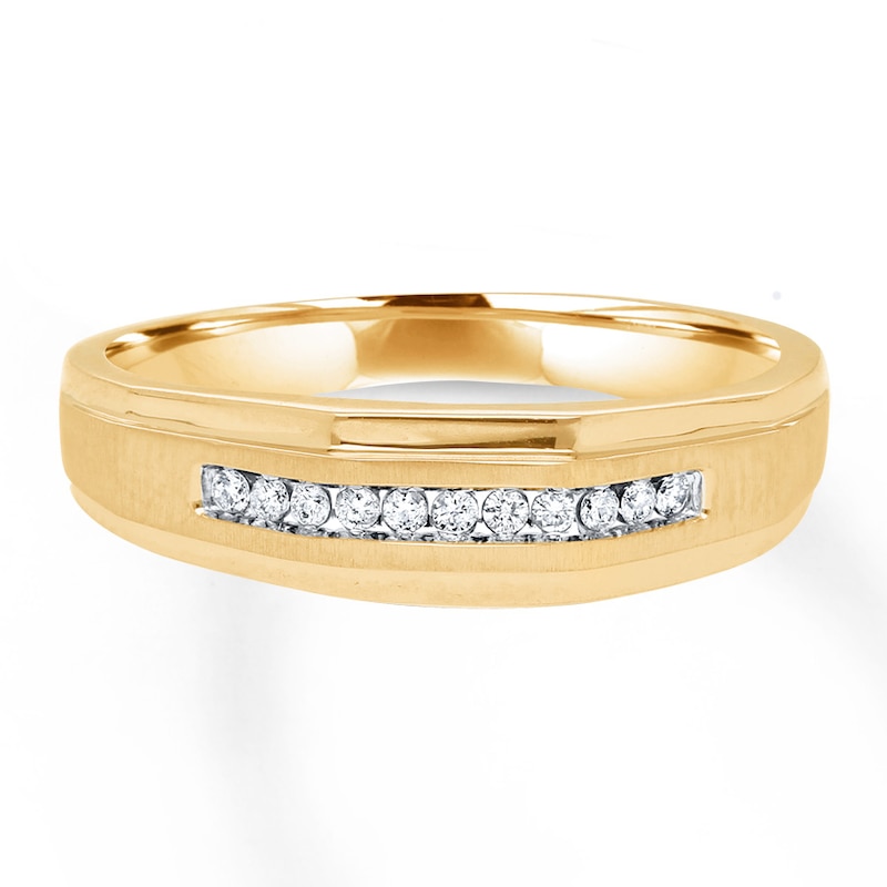 Men's Wedding Diamond Band 1/10 ct tw Round-cut 10K Yellow Gold