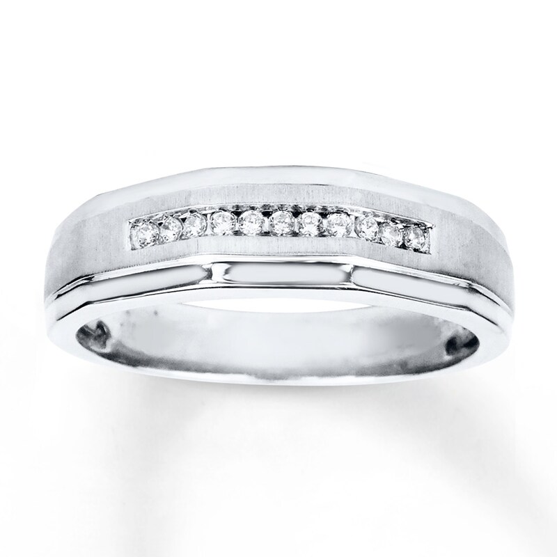 Men's Diamond Wedding Band 1/10 carat tw 10K White Gold