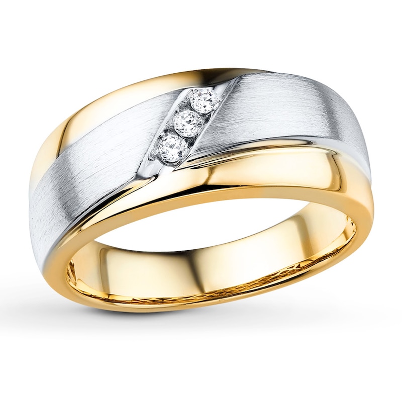 Main Image 1 of Men's Diamond Band 1/10 ct tw Round-cut 10K Two-Tone Gold