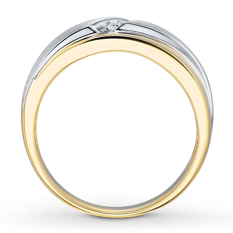 Main Image 2 of Men's Diamond Band 1/10 ct tw Round-cut 10K Two-Tone Gold